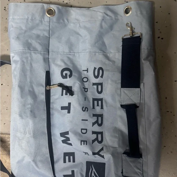 Blue Sperry Top-Sider Get Wet Tote Bag Gray Boat Beach Travel - Picture 8 of 9